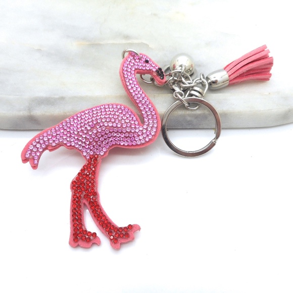 Bling Keychain Pale Pink Flamingo - Picture 2 of 2